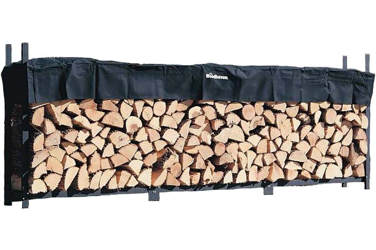The Woodhaven 12 Foot Firewood Log Rack with Cover 
